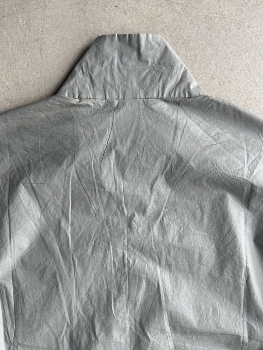 MIU MIU -  S/S 1999 METALLIC SILVER STRAIGHT FIT WAXED JACKET