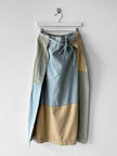 ISSEY MIYAKE HAI - 1980s PATCHWORK DENIM MAXI WRAP SKIRT
