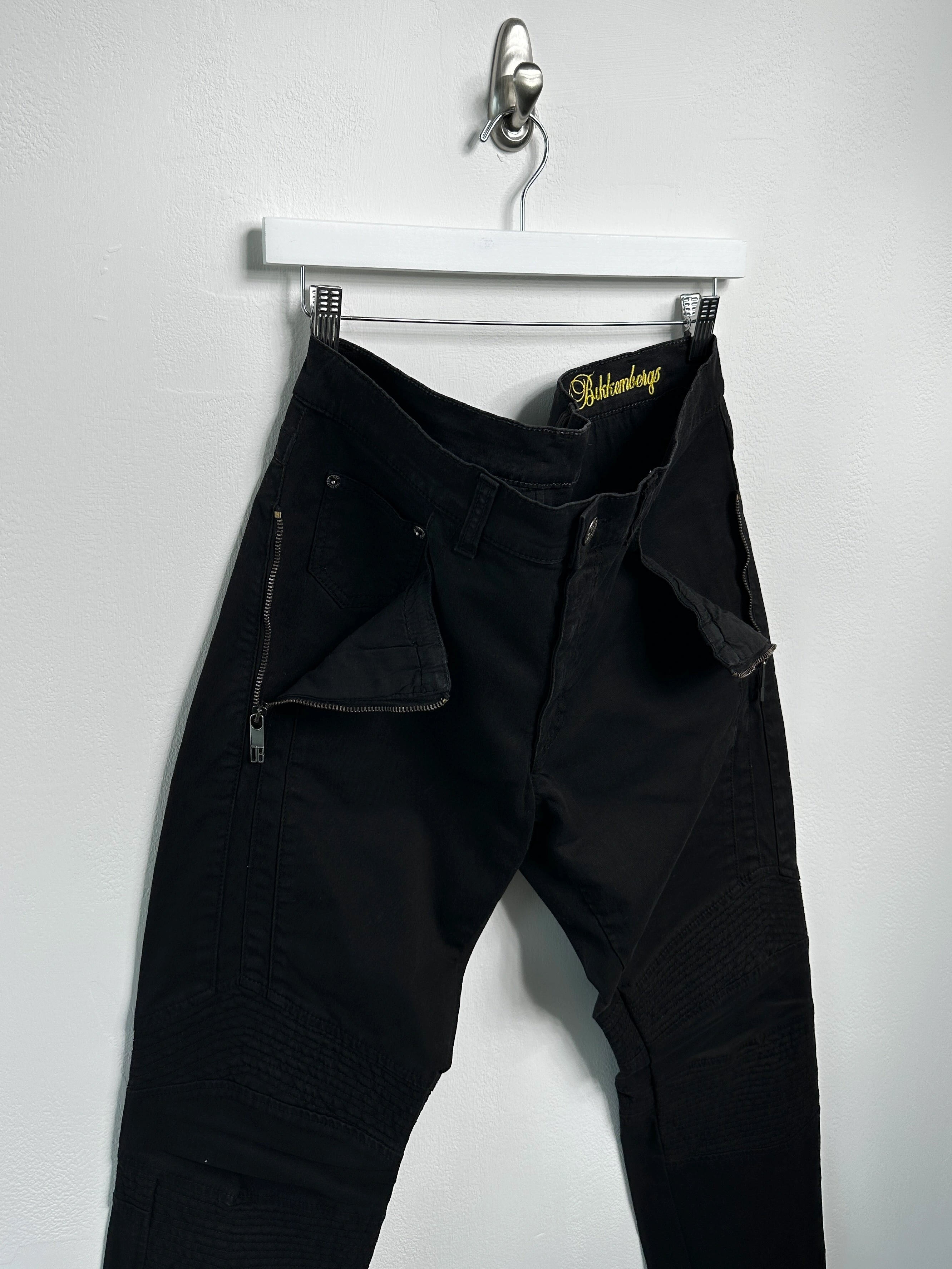 DIRK BIKKEMBERGS - early 2000s BIKER TROUSERS WITH ZIP DETAILS