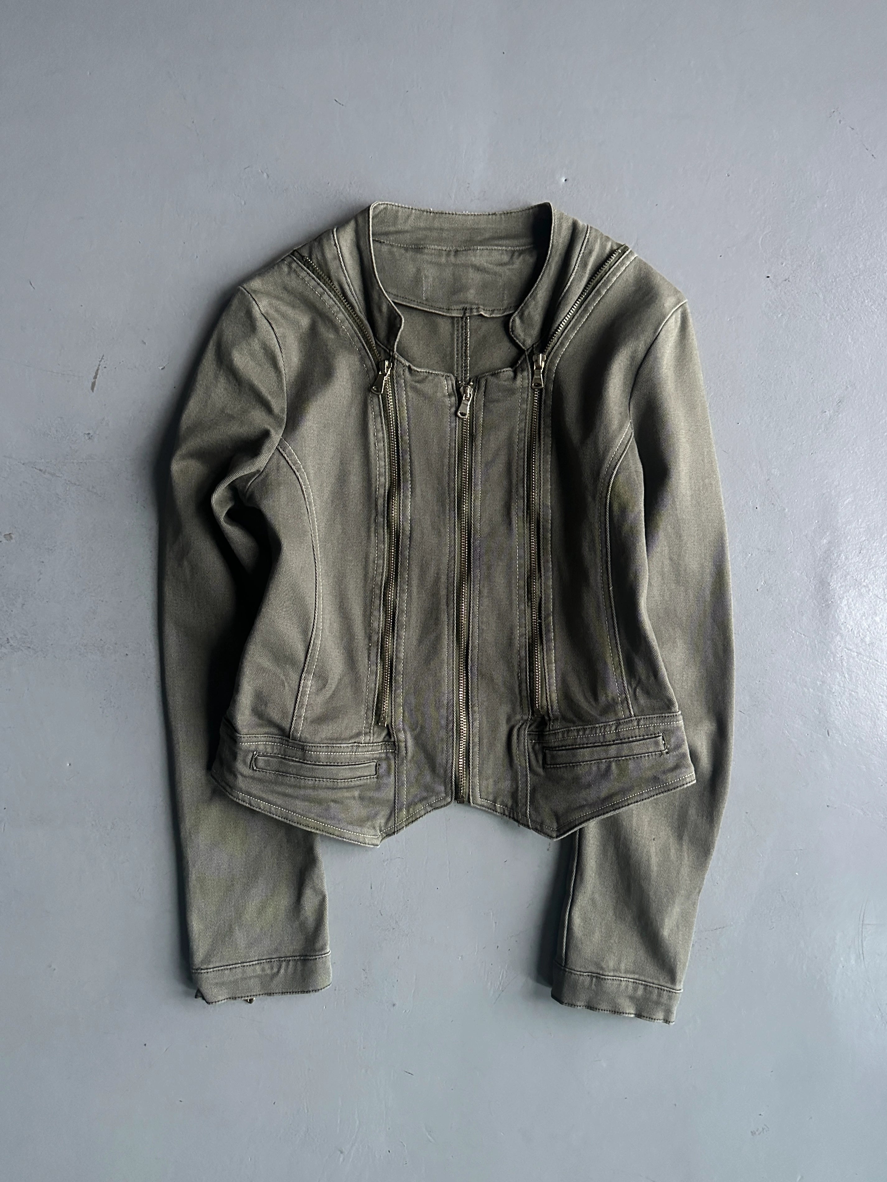 1990s TRIPLE ZIP FRONT CROP FIT JACKET