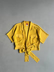 KENZO - 1980s TIE WAIST OPEN FRONT SILK BLOUSE