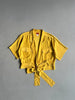 KENZO - 1980s TIE WAIST OPEN FRONT SILK BLOUSE