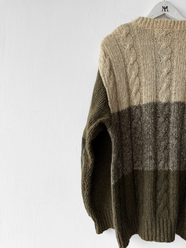 ICEBERG BY J.C. DE CASTELBAJAC - 1980s COLOR BLOCK PANELLED KNIT JUMPER WITH CORDUROY PANELS