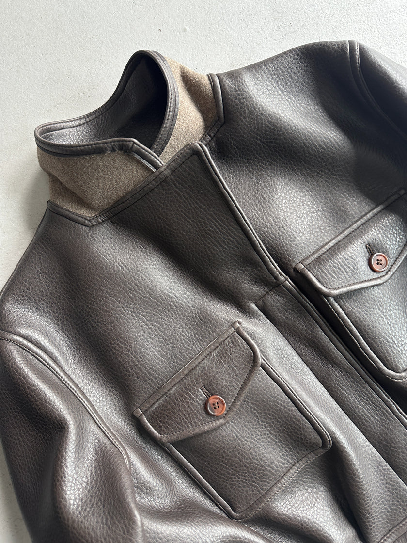 EMPORIO ARMANI - 1980s FAUX LEATHER CROPPED JACKET