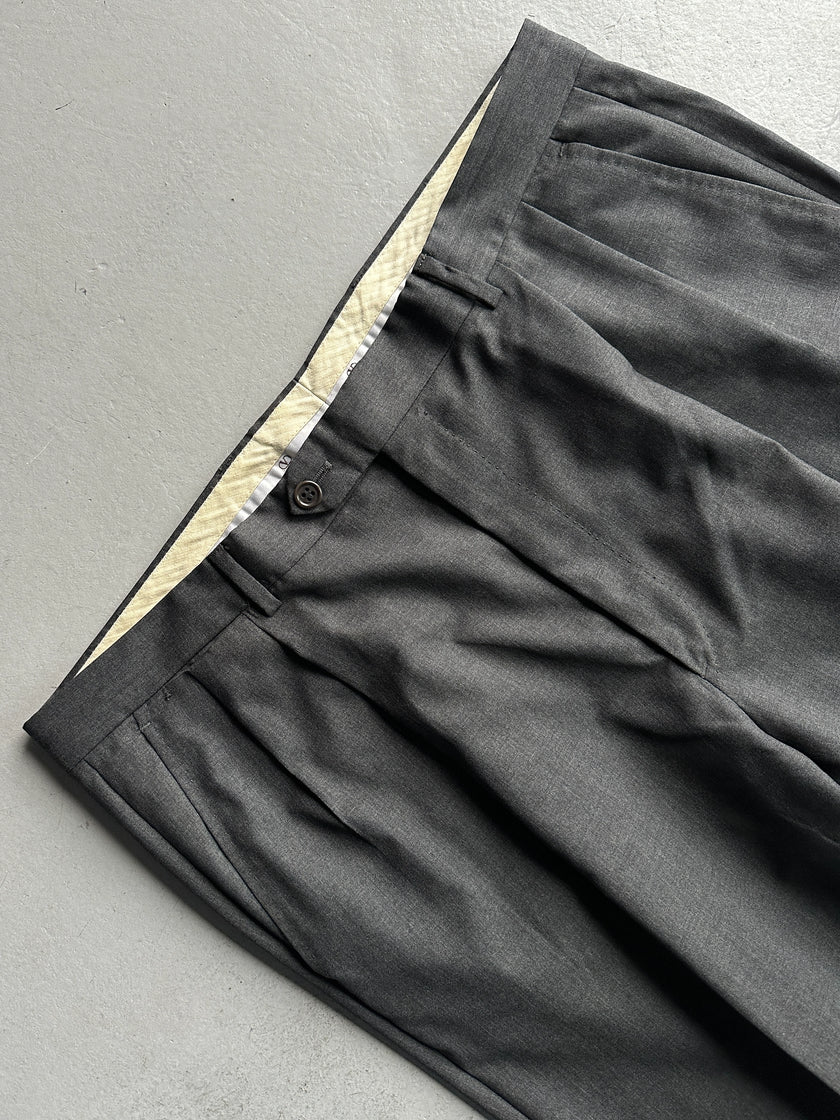 VALENTINO - 1990s TURN UP HEM FRONT PLEATS TAILORED TROUSERS