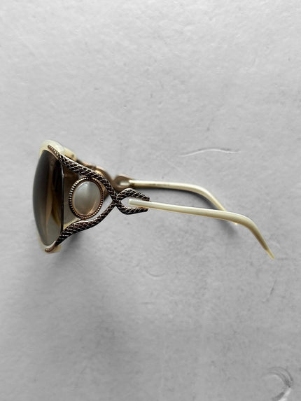 ROBERTO CAVALLI - 2000s SNAKE MEDALLION OVERSIZED SUNGLASSES