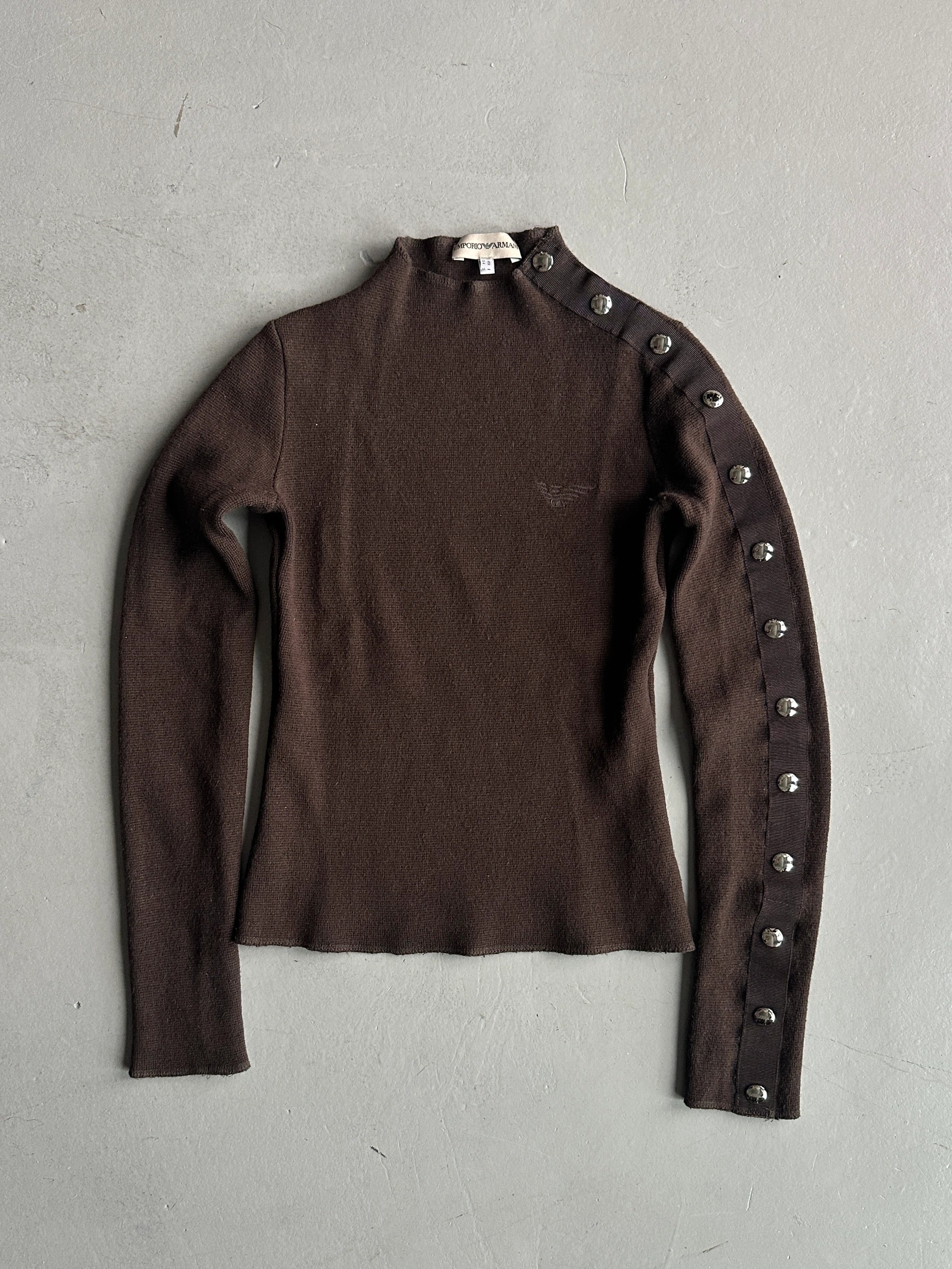 EMPORIO ARMANI - 2000s METAL BUTTON SLEEVE CROP FIT JUMPER