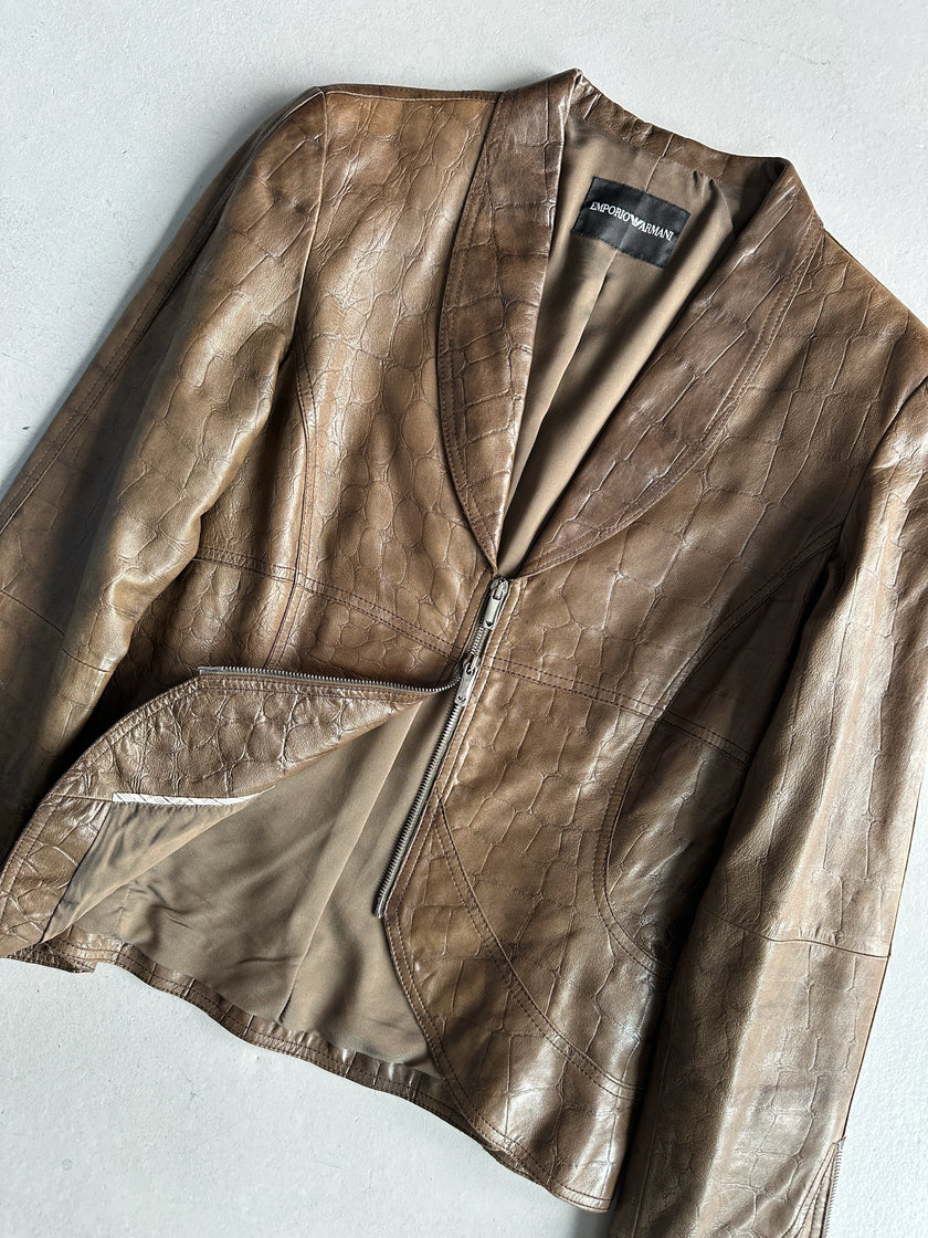 EMPORIO ARMANI - F/W 2008 TWO WAY ZIP LEATHER JACKET