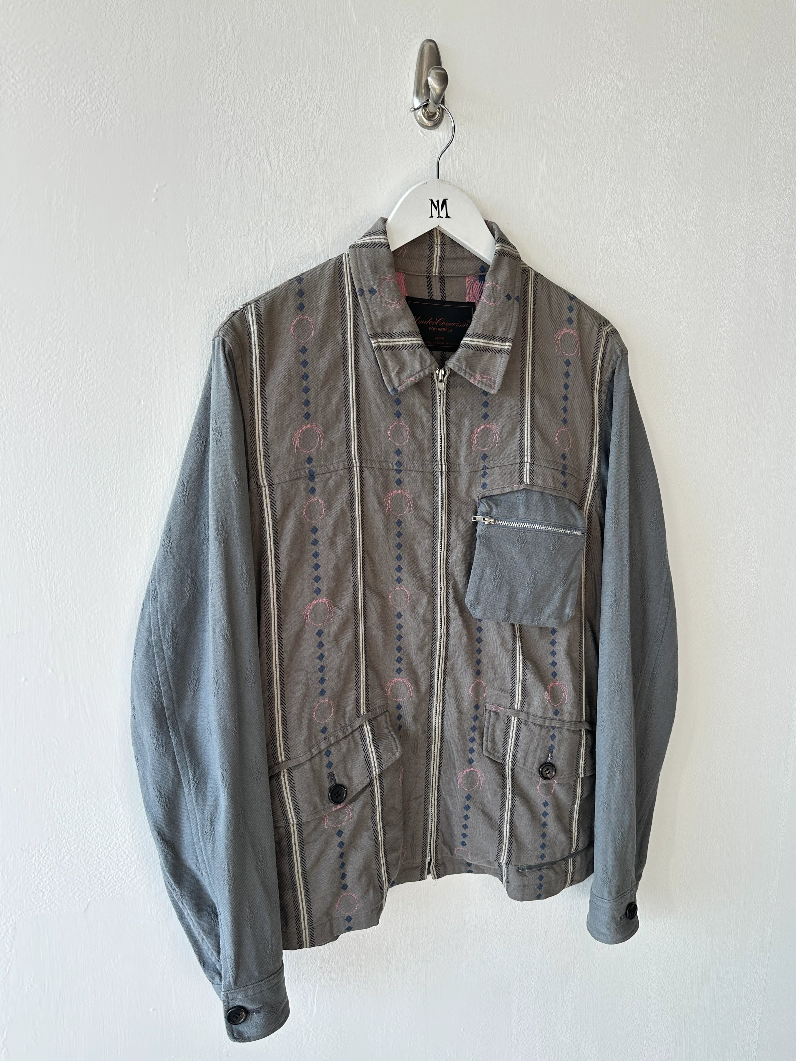 UNDERCOVERISM - early 2000s LINEN JACKET WITH CONTRASTING SLEEVE