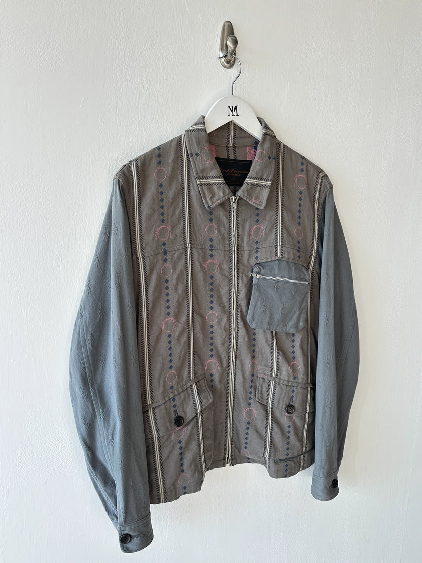 UNDERCOVERISM - early 2000s LINEN JACKET WITH CONTRASTING SLEEVE