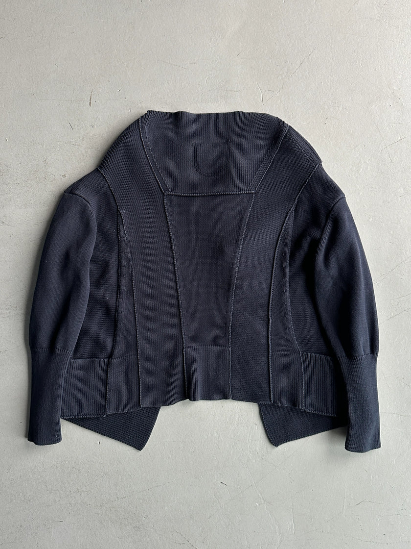 MARITHÉ + FRANÇOIS GIRBAUD - early 2000s ZIP DETAIL AT COLLAR OPEN FRONT CARDIGAN