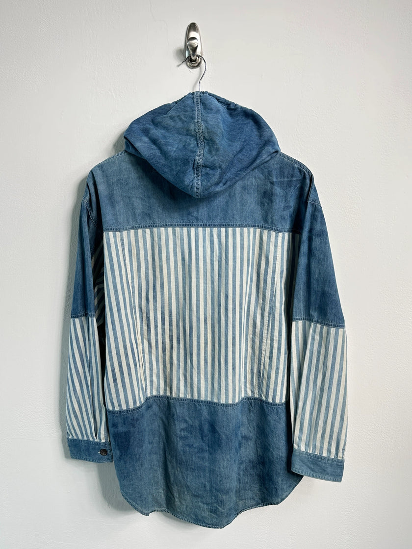 MARITHÉ + FRANÇOIS GIRBAUD - 1990s STONE WASHED HOODED DENIM SHACKET