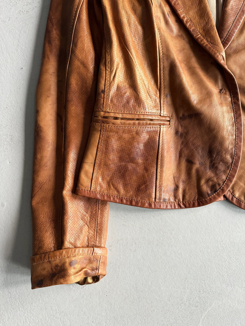 1990s DISTRESSED LEATHER BLAZER