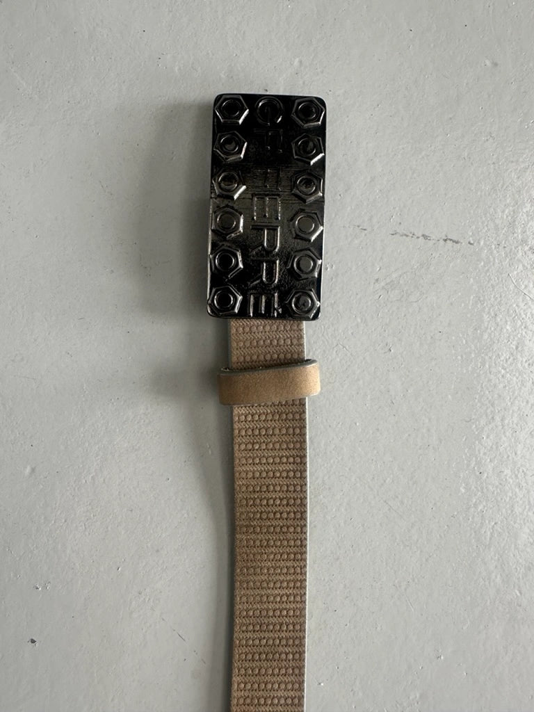 GIANFRANCO FERRÉ -  early 2000s WAXED LEATHER BELT WITH METAL BUCKLE