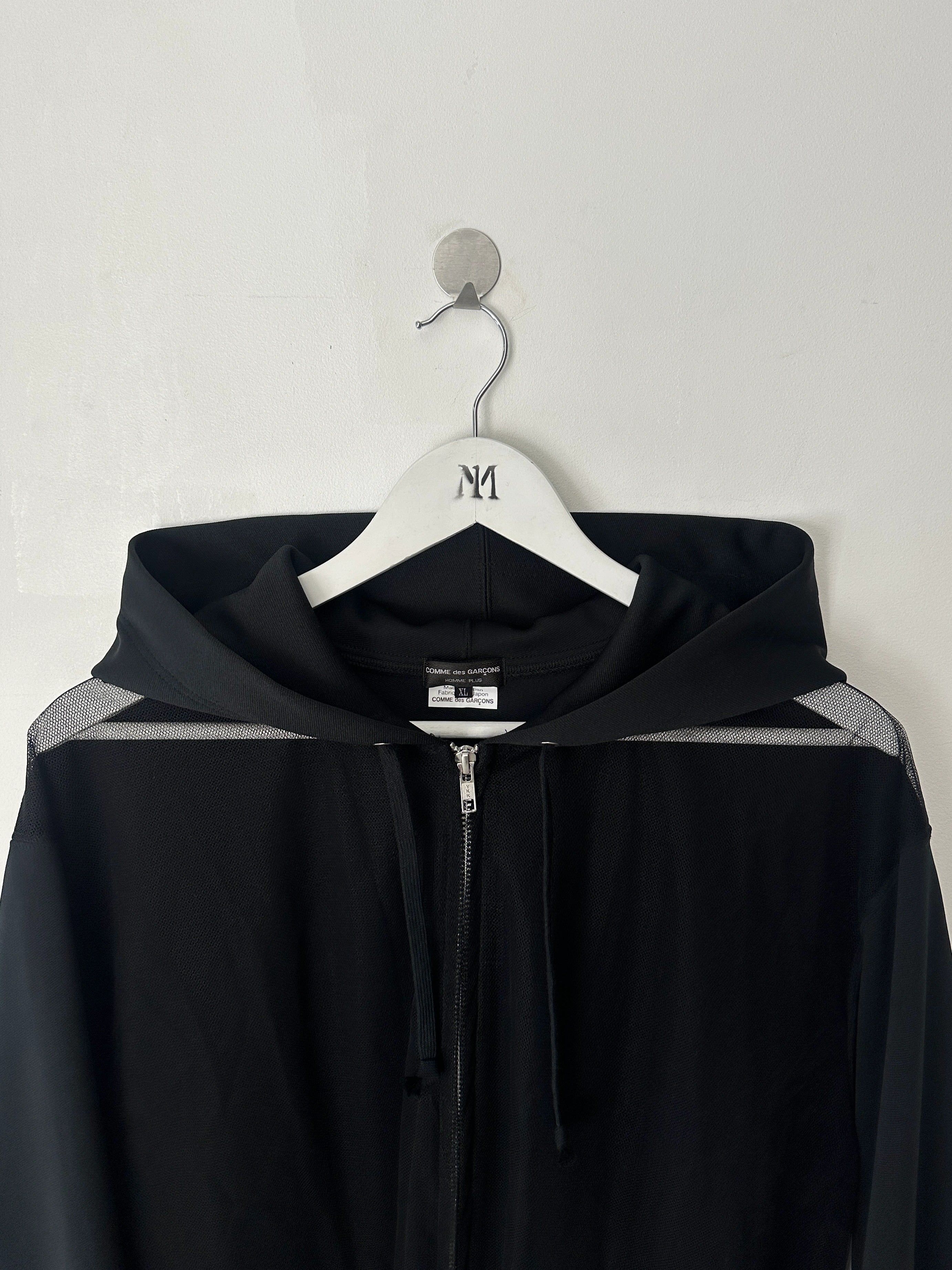 COMME DES GARÇONS - S/S 2025 MESH FRONT LONG ZIPPED HOODIE