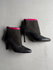 LIMI FEU BY LIMI YAMAMOTO - 2000s LEATHER ANKLE BOOTS WITH SHEER MESH PANEL