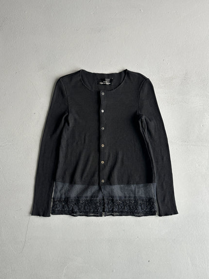 COMME DES GARÇONS TRICOT - A/W 1993 WOOL CARDIGAN WITH LACE HEM