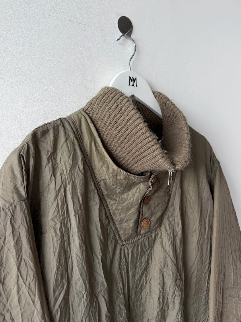 1980s BOXY FIT NYLON JUMPER WITH KNITTED FUNNEL NECK