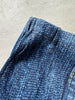 ISSEY MIYAKE PLEATS PLEASE -  2000s YELLOW OVERSTITCHED BLUE DENIM PRINT SKIRT