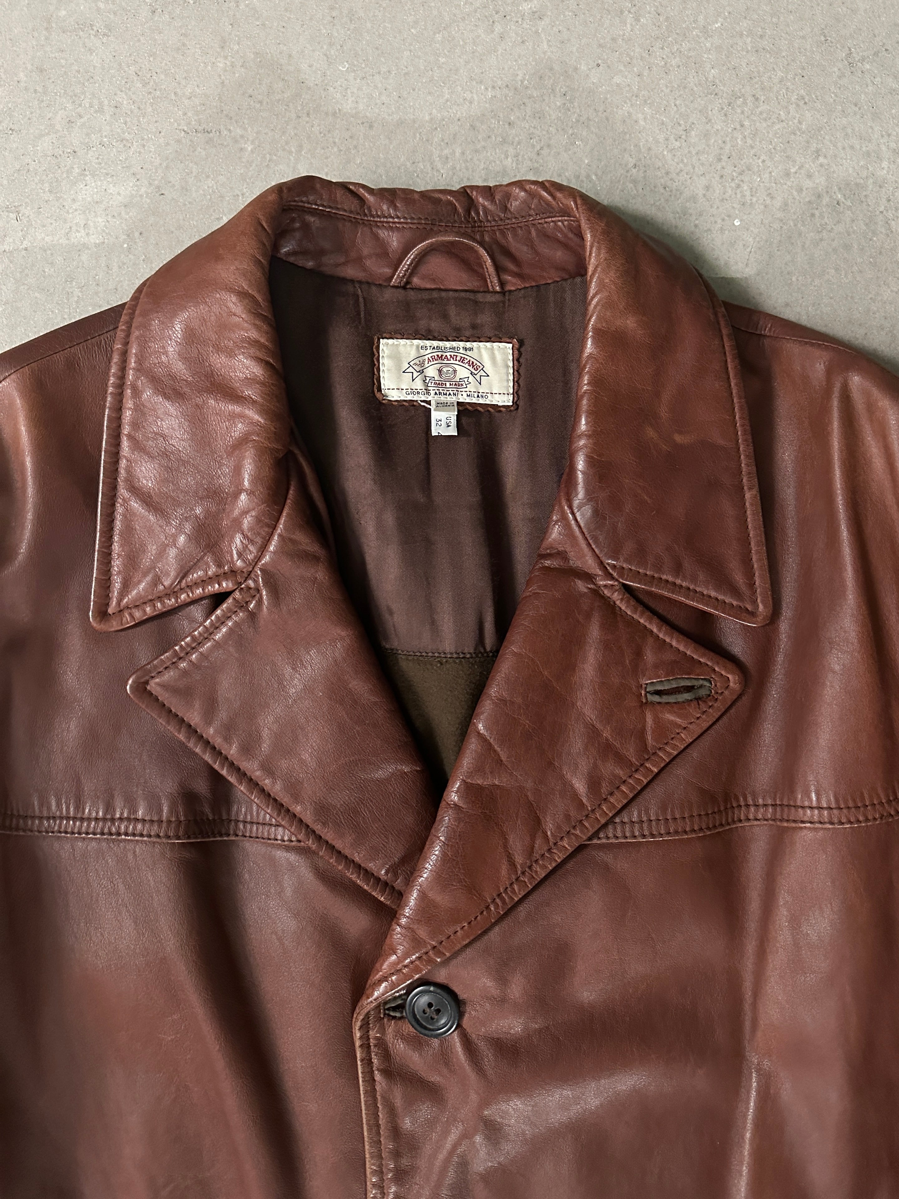 ARMANI JEANS -1990s STRAIGHT FIT LEATHER JACKET