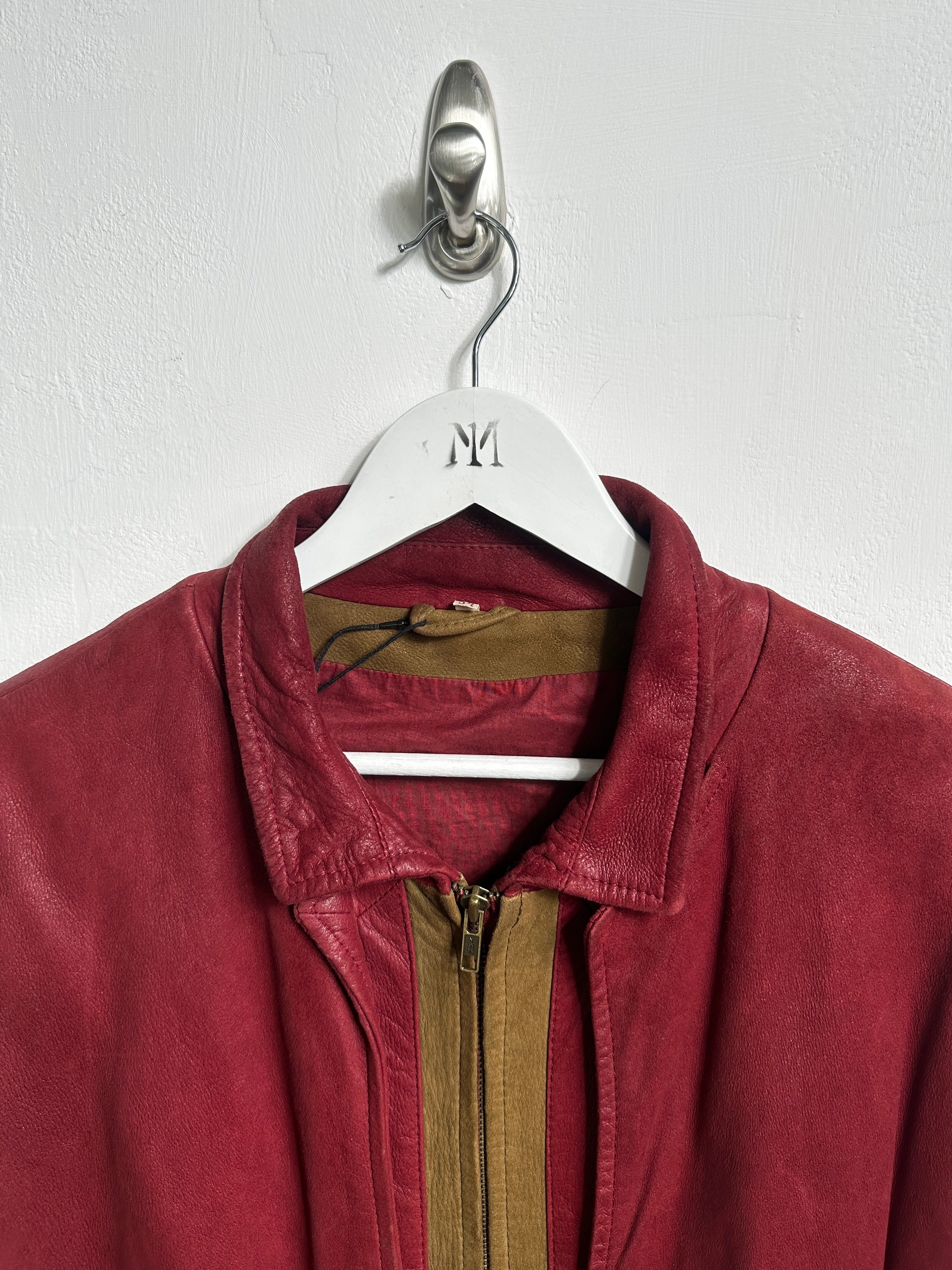 1980s SUEDE BOMBER JACKET WITH CONTRASTING GILET STYLE OUTER LAYER