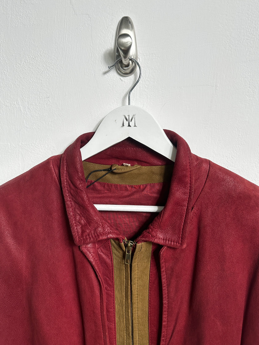 1980s SUEDE BOMBER JACKET WITH CONTRASTING GILET STYLE OUTER LAYER
