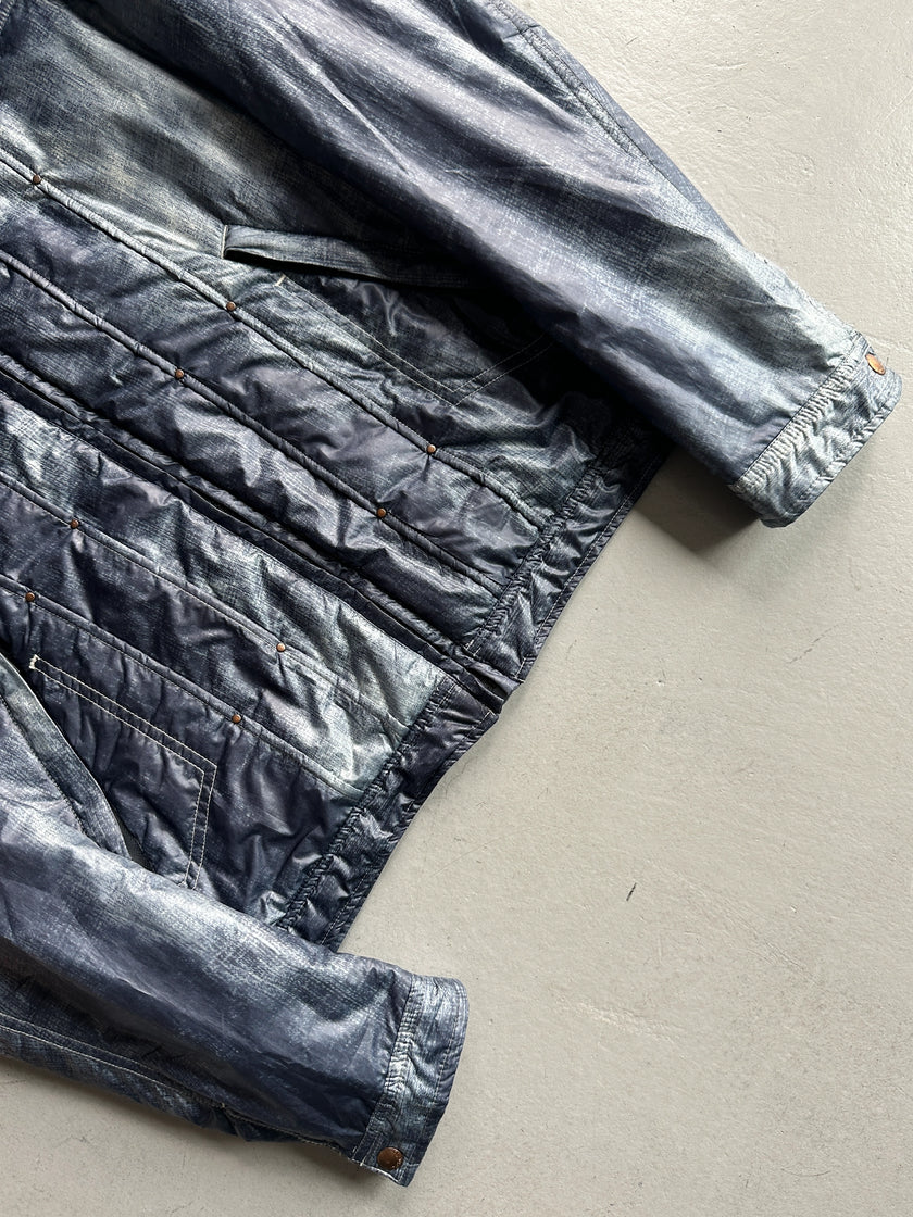 DIESEL - 2000s TROMPE L'OEIL DENIM PRINT PUFFER JACKET