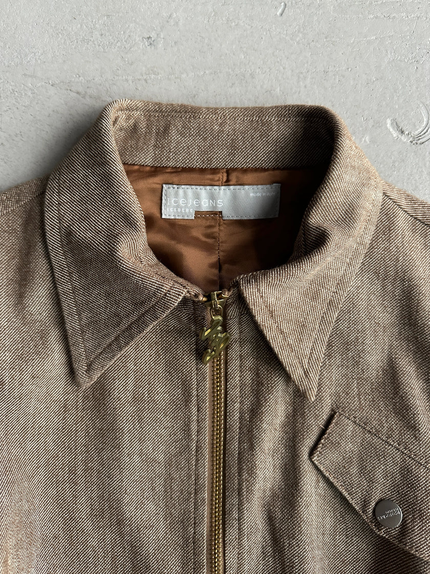 ICEBERG - 2000s JACKET WITH CONTRASTING LEATHER DETAILS