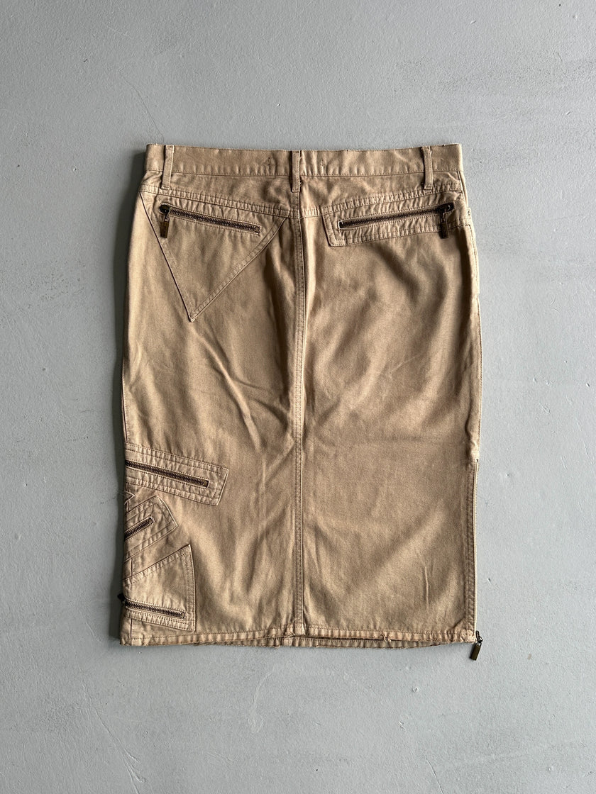 JUST CAVALLI - 2000s MULTI ZIP MIDI SKIRT