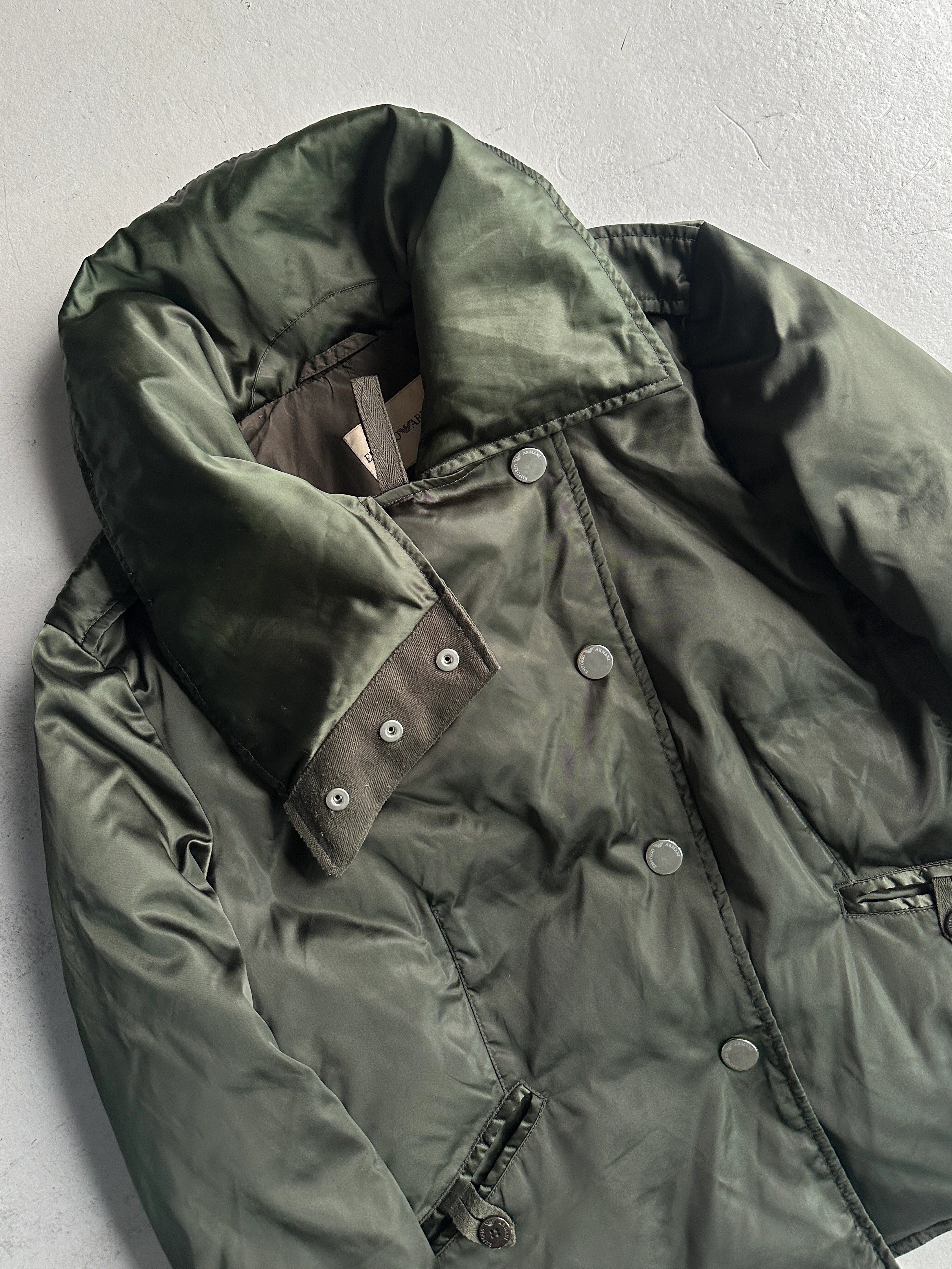 EMPORIO ARMANI - early 2000s ASYMMETRICAL FRONT CLOSURE FUNNEL NECK JACKET