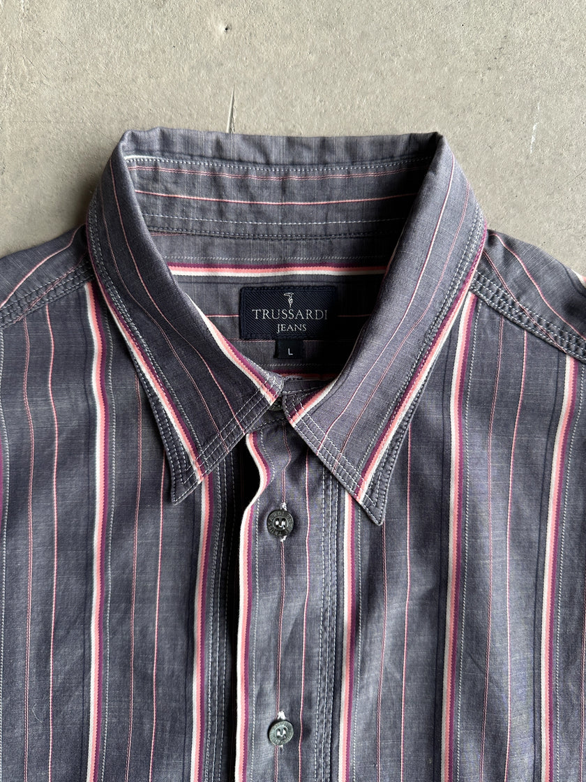 TRUSSARDI - 1990s STRIPED HALF SLEEVE SHIRT