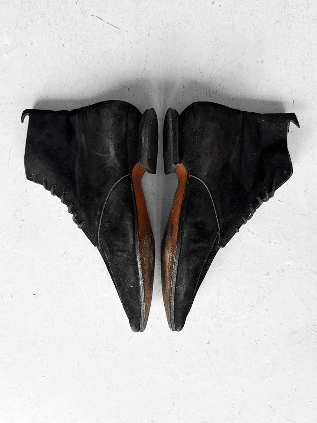 CLAUDE MONTANA X STEPHANE KÉLIAN - 1980s ARCHITECTURAL LACE UP SHOES