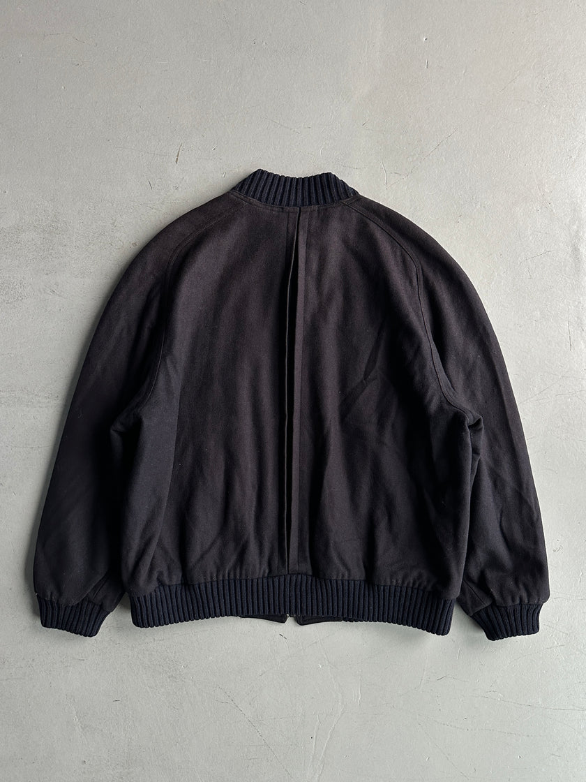 VALENTINO - 1980s WOOL BOMBER JACKET WITH RIBBED COLLAR AND CUFFS