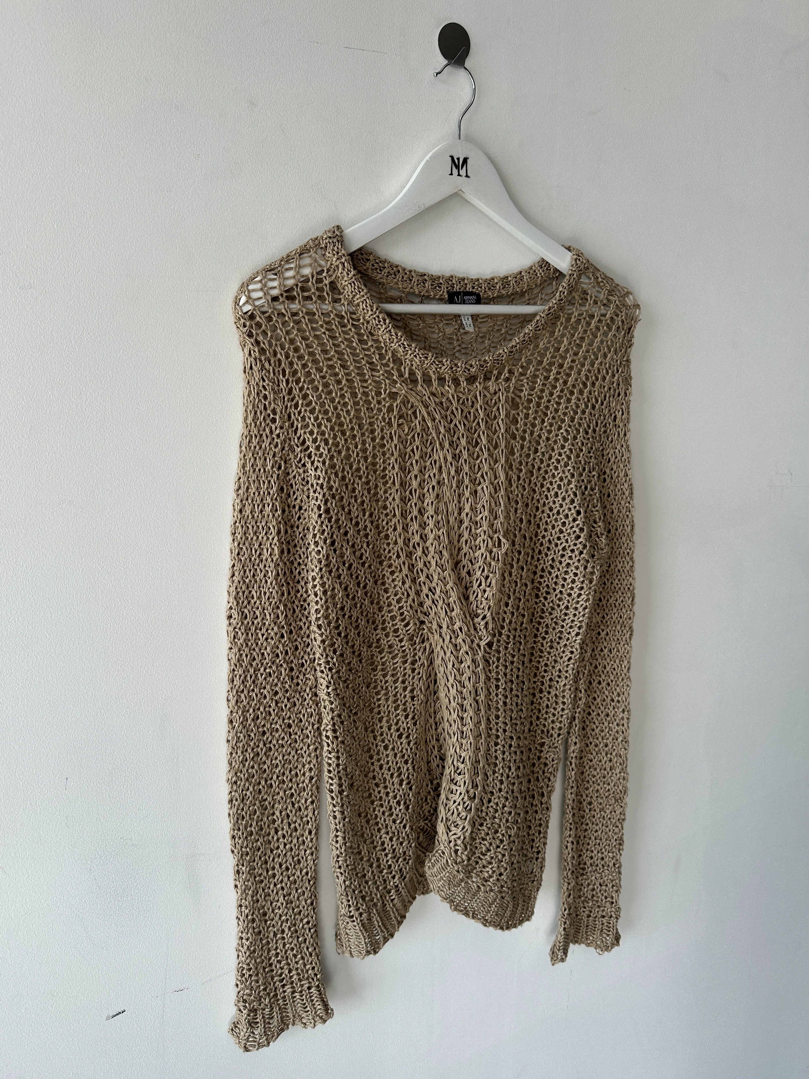 ARMANI JEANS - 2000s OPEN WEAVE KNIT LONG SLEEVE TOP