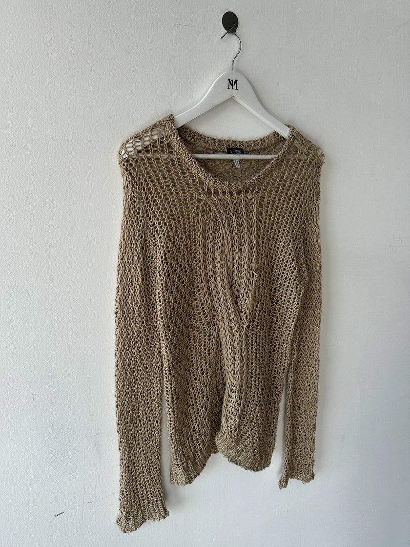 ARMANI JEANS - 2000s OPEN WEAVE KNIT LONG SLEEVE TOP