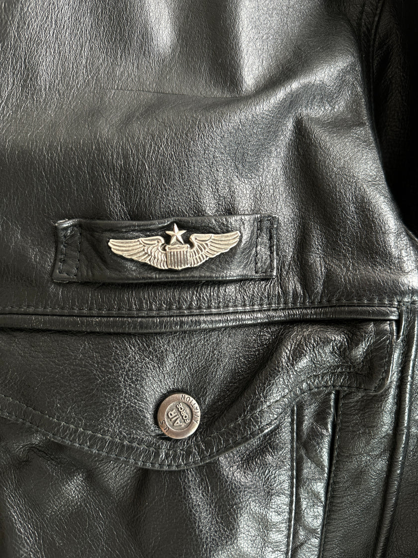 1970s LEATHER AVIATOR BOMBER JACKET