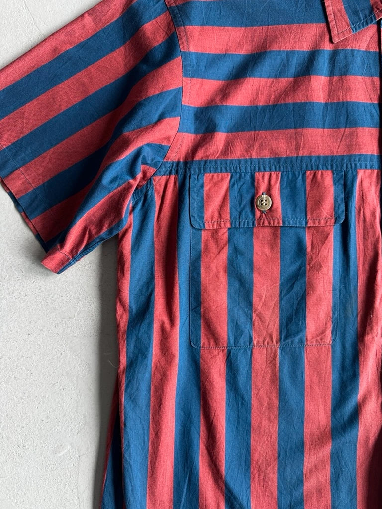CHRISTIAN DIOR - 1990s STRIPED HALF SLEEVE SHIRT