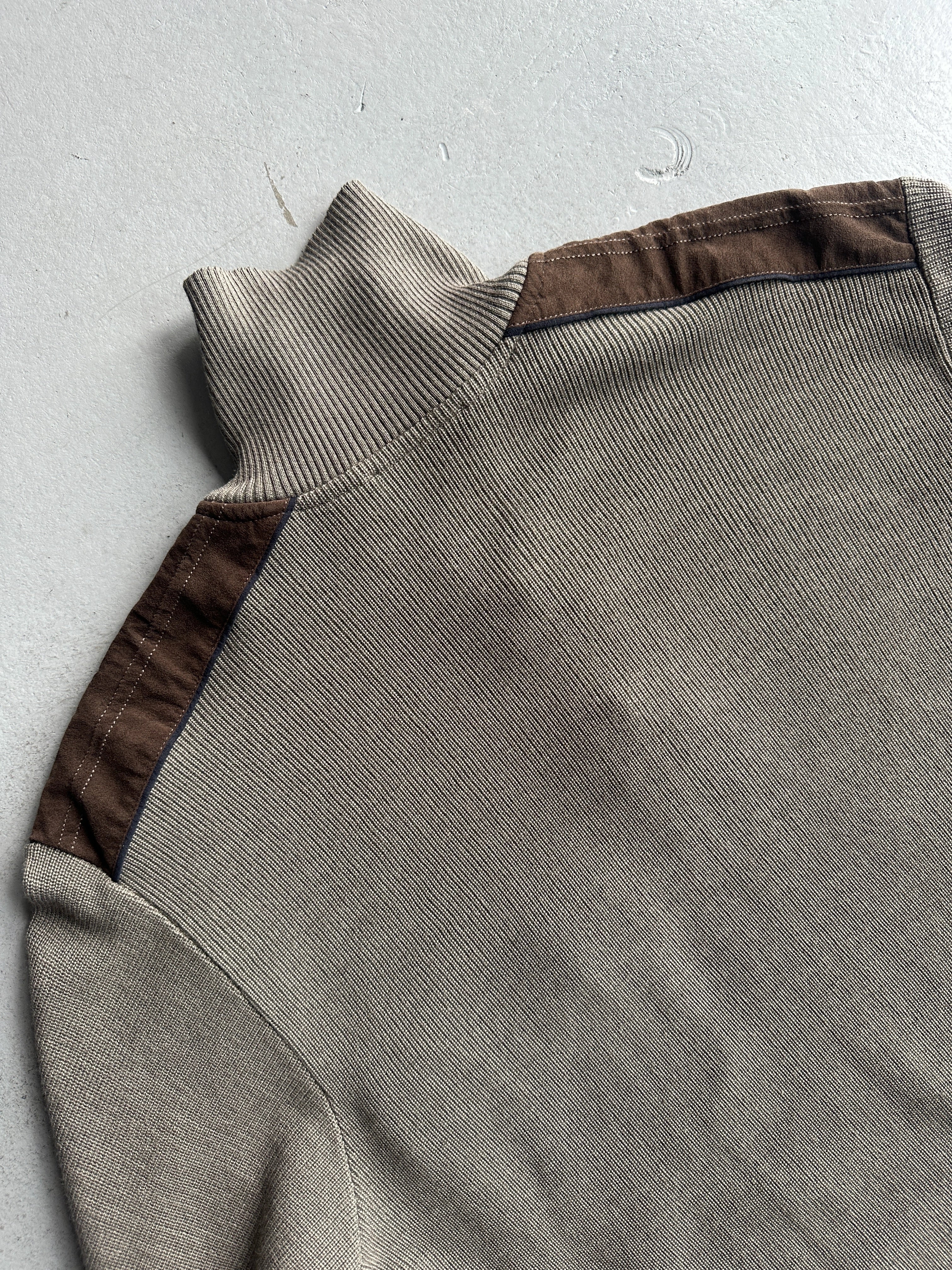 1990s KNIT PULLOVER WITH SUEDE DETAILS