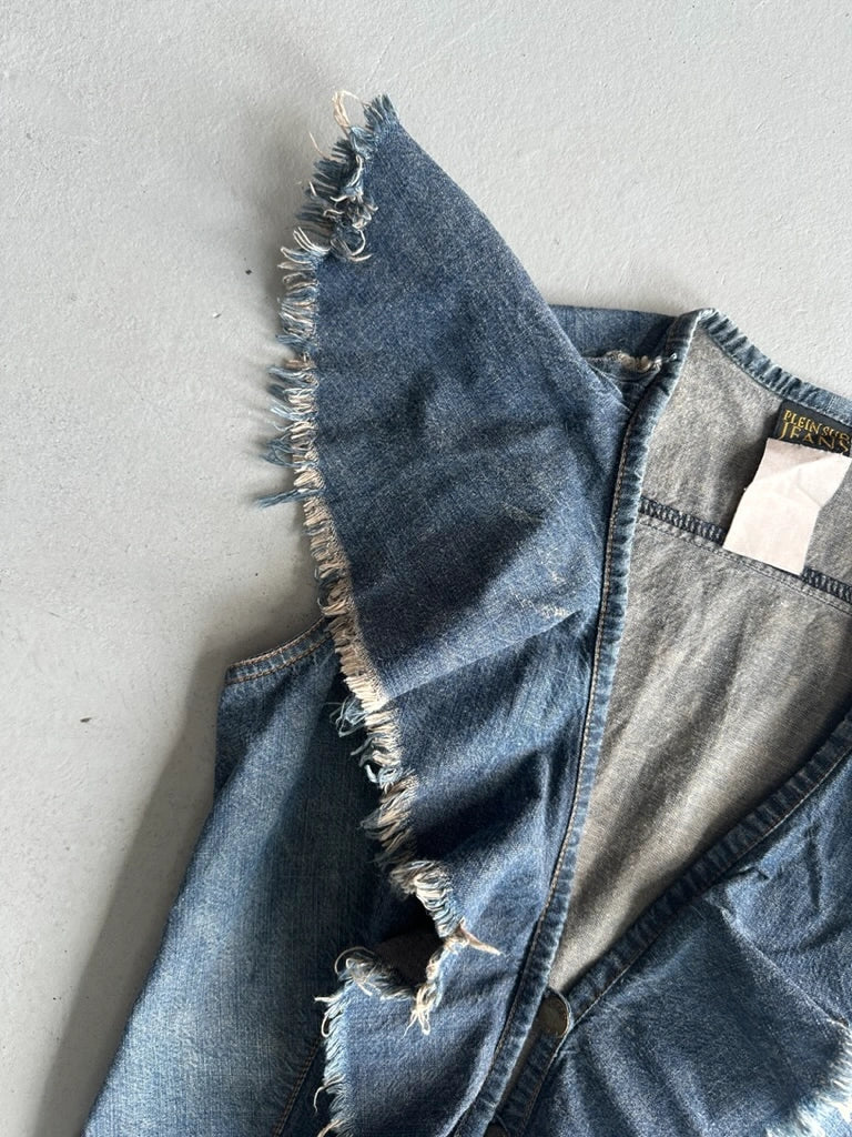 PLEIN SUD - 1990s RUCHED FRONT DENIM VEST TOP