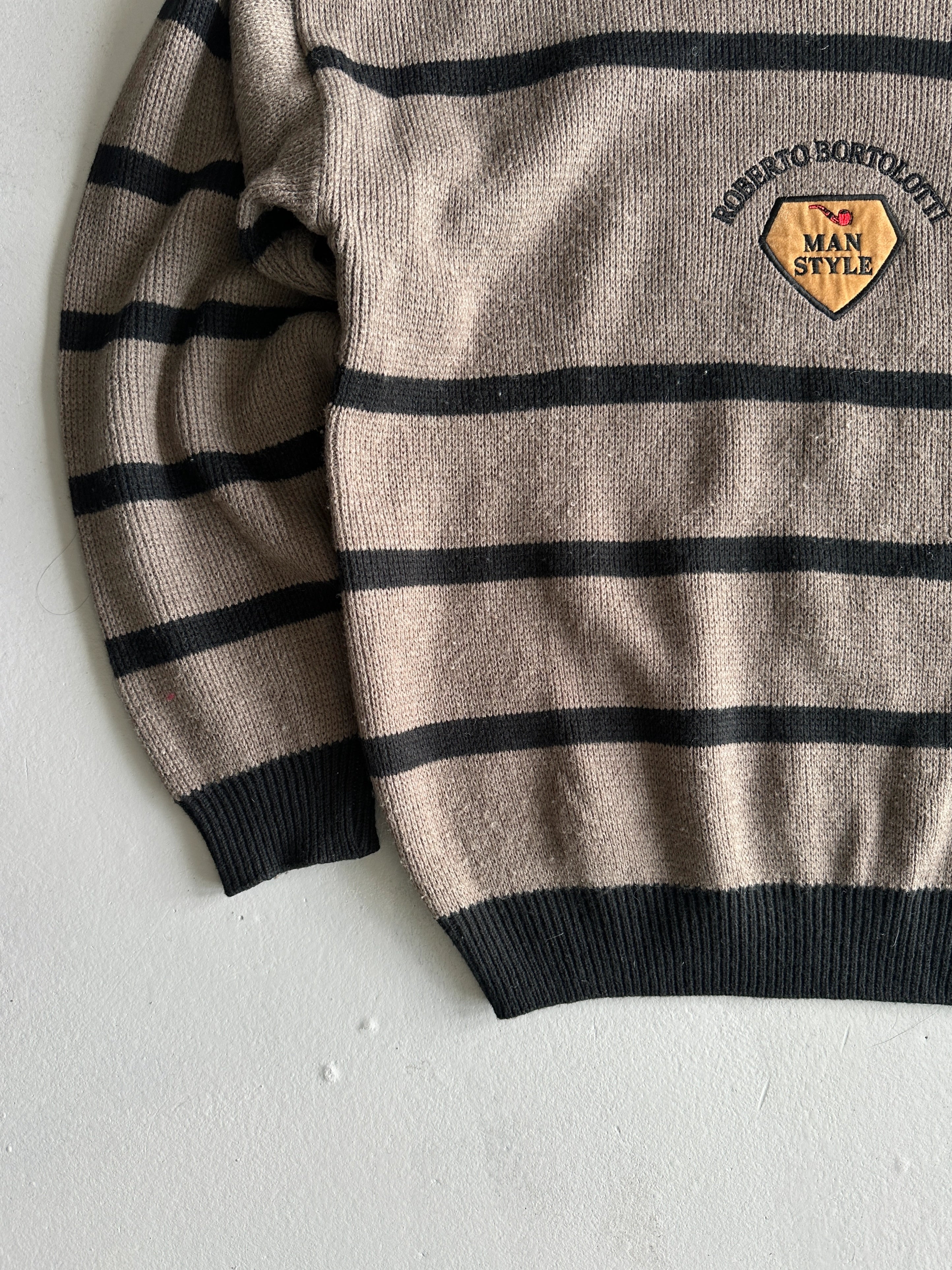 1990s STRIPED ROUND NECK KNIT JUMPER