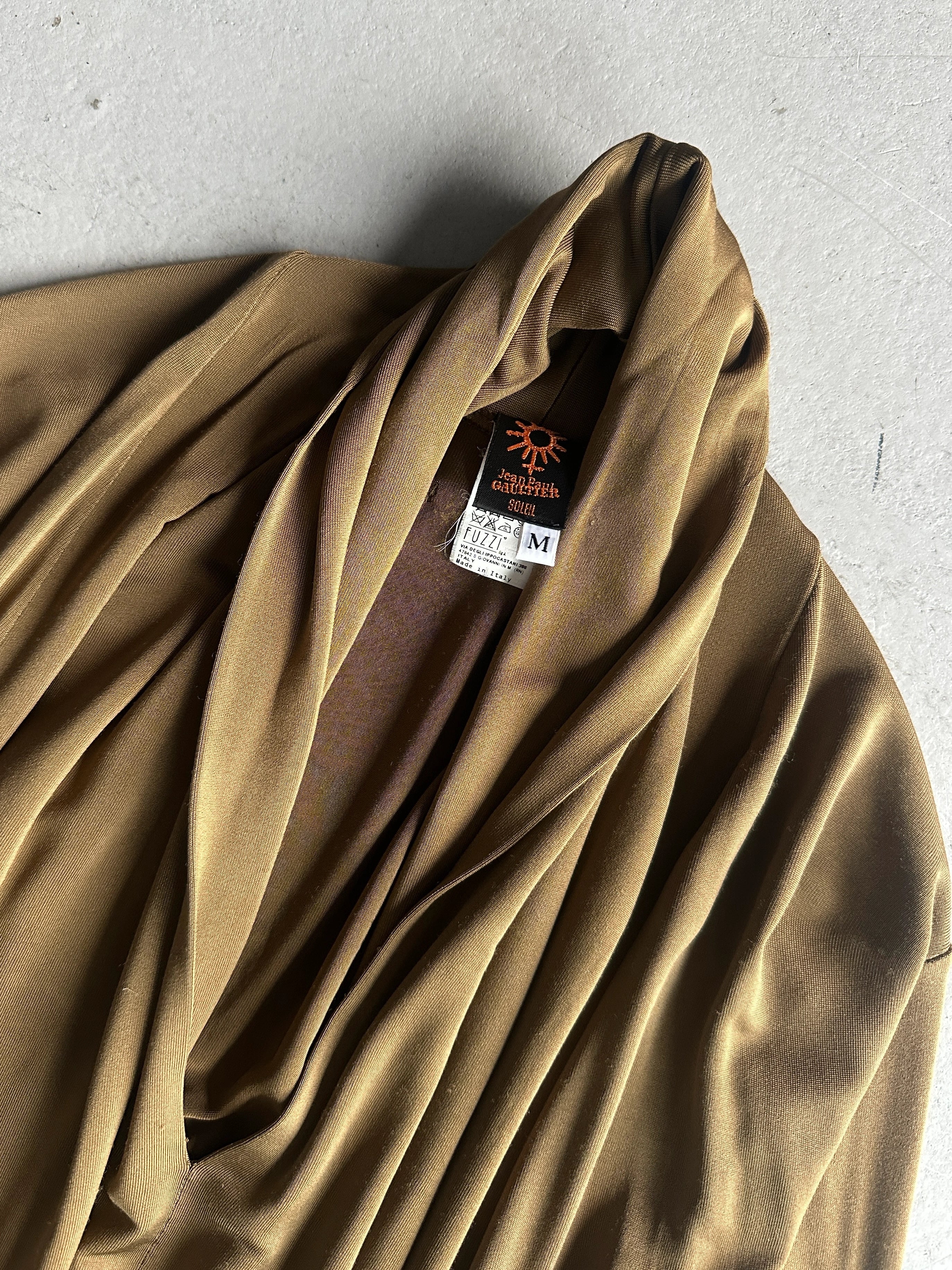 JEAN PAUL GAULTIER SOLEIL - 1990s STRETCH LONG SLEEVE TOP WITH BONDAGE STRAPS AT BACK