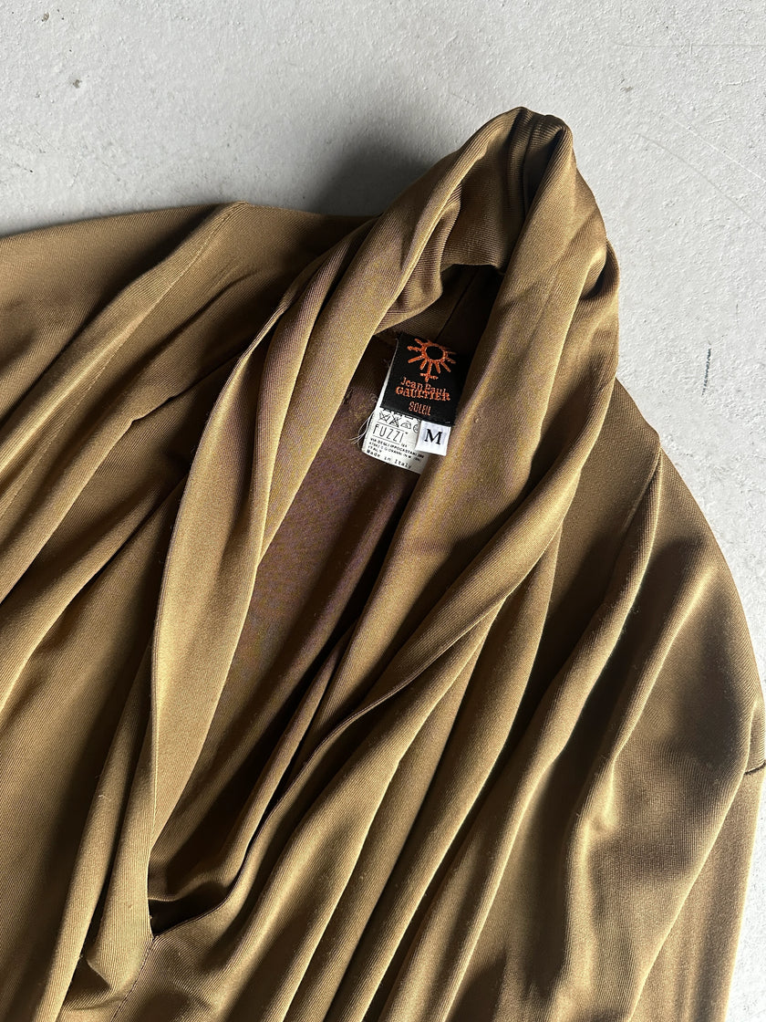 JEAN PAUL GAULTIER SOLEIL - 1990s STRETCH LONG SLEEVE TOP WITH BONDAGE STRAPS AT BACK