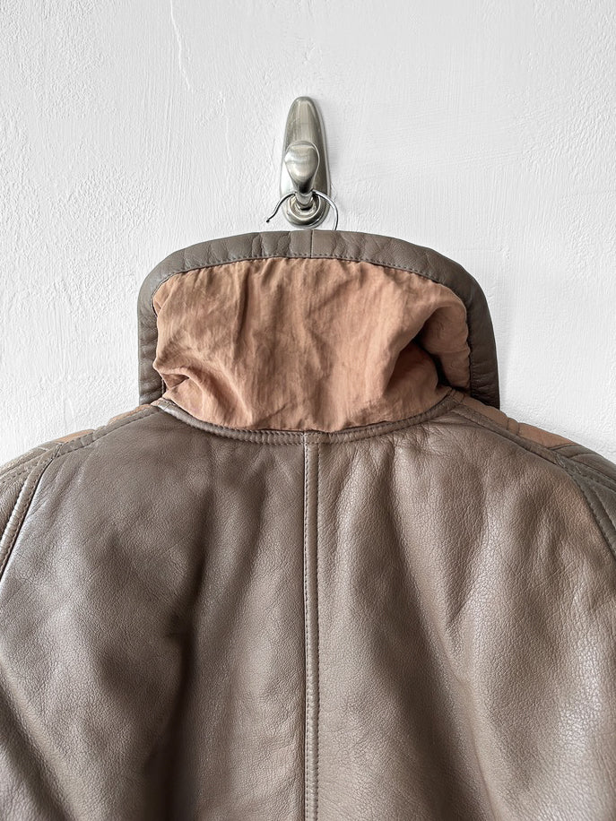 LA MATTA - 1980s PANELED CROP FIT JACKET WITH SHEARLING COLLAR
