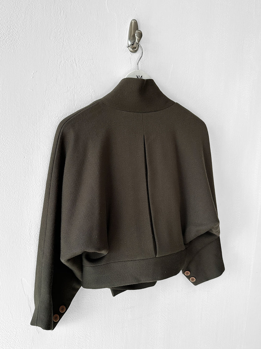 ISSEY MIYAKE - F/W 1989 CROP FIT SCULPTURAL JACKET WITH DRAPED COLLAR