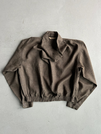 PLANTATION ISSEY MIYAKE - 1980s DRAPED COLLAR BOXY FIT BLOUSE