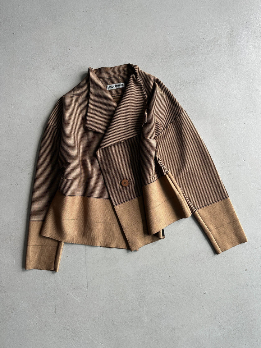 ISSEY MIYAKE - 2000s ASYMMETRICAL FRONT TWO TONE LIGHT JACKET