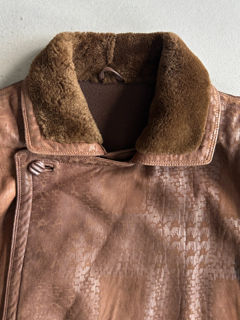 GIANNI VERSACE - 1980s LEATHER BOMBER JACKET WITH SHEARLING FUR