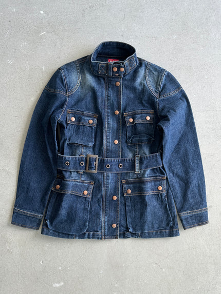 2000s BELTED DENIM JACKET