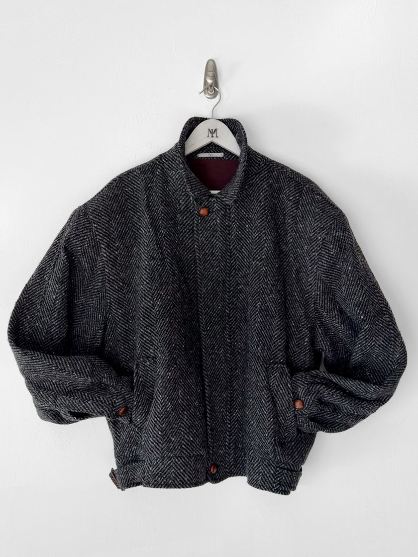 VALENTINO - 1980s BOXY FIT HERRINGBONE BOMBER JACKET