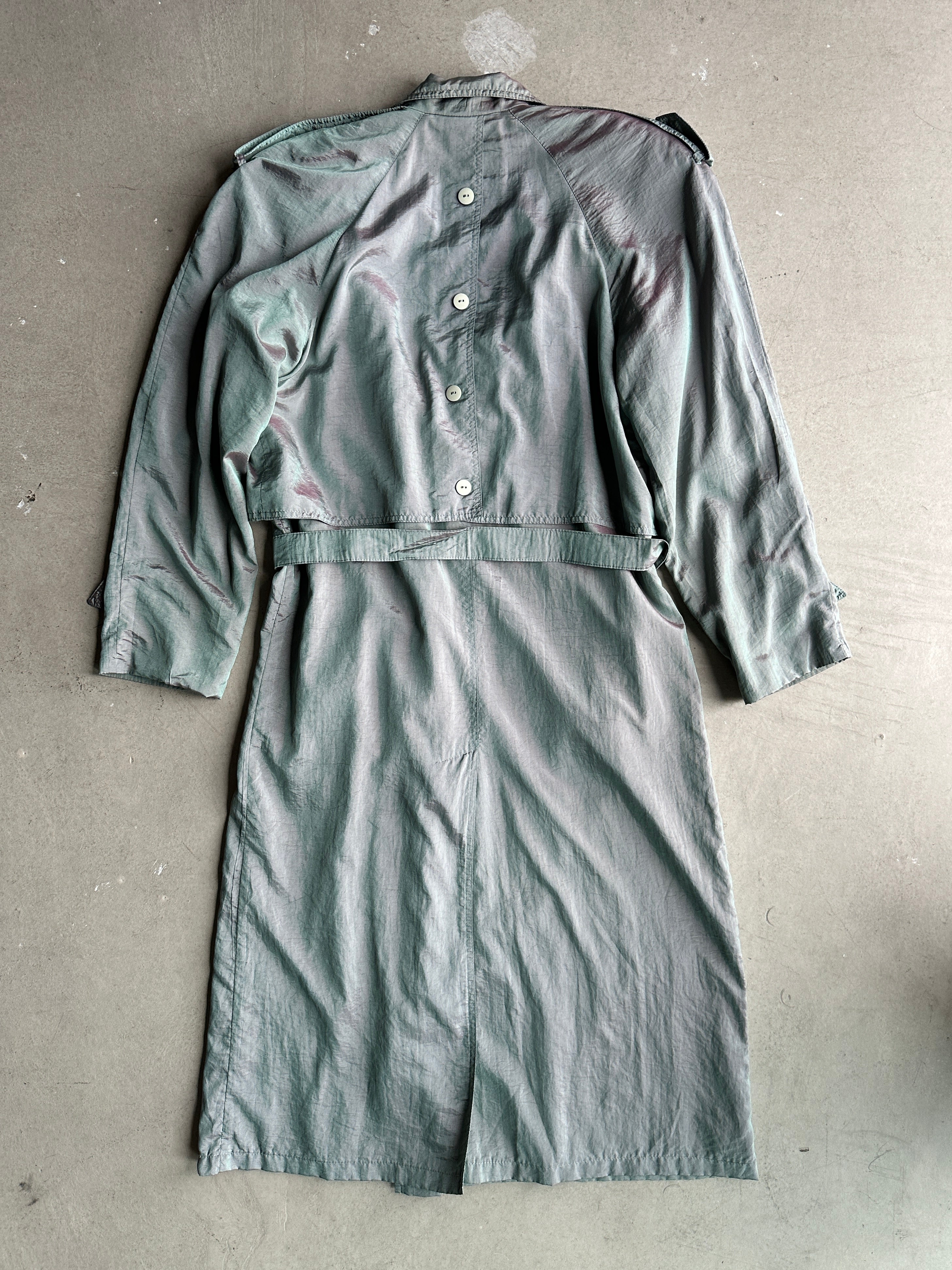 1980s DOUBLE BREASTED ACETATE TRENCH COAT